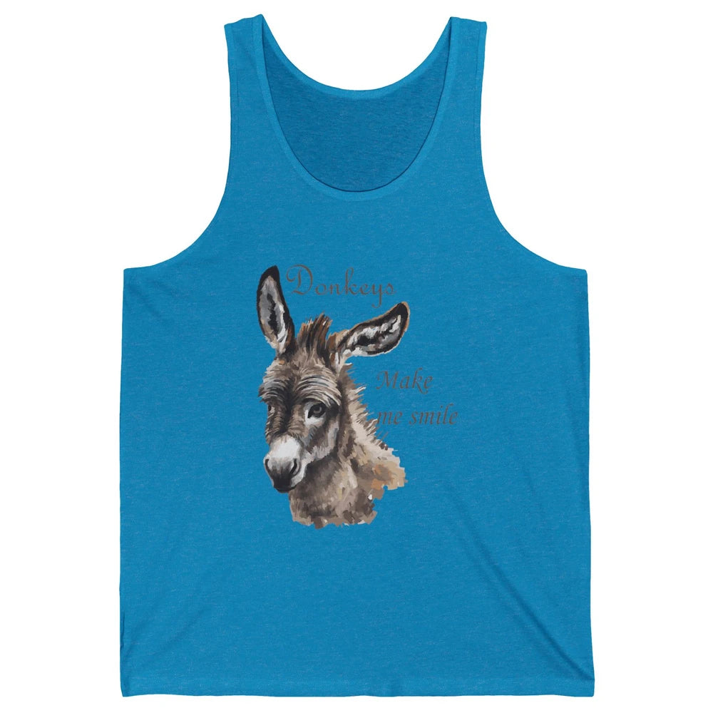 Watercolor Donkey Make Me Smile Farming Life Farm Animal Unisex Jersey Tank