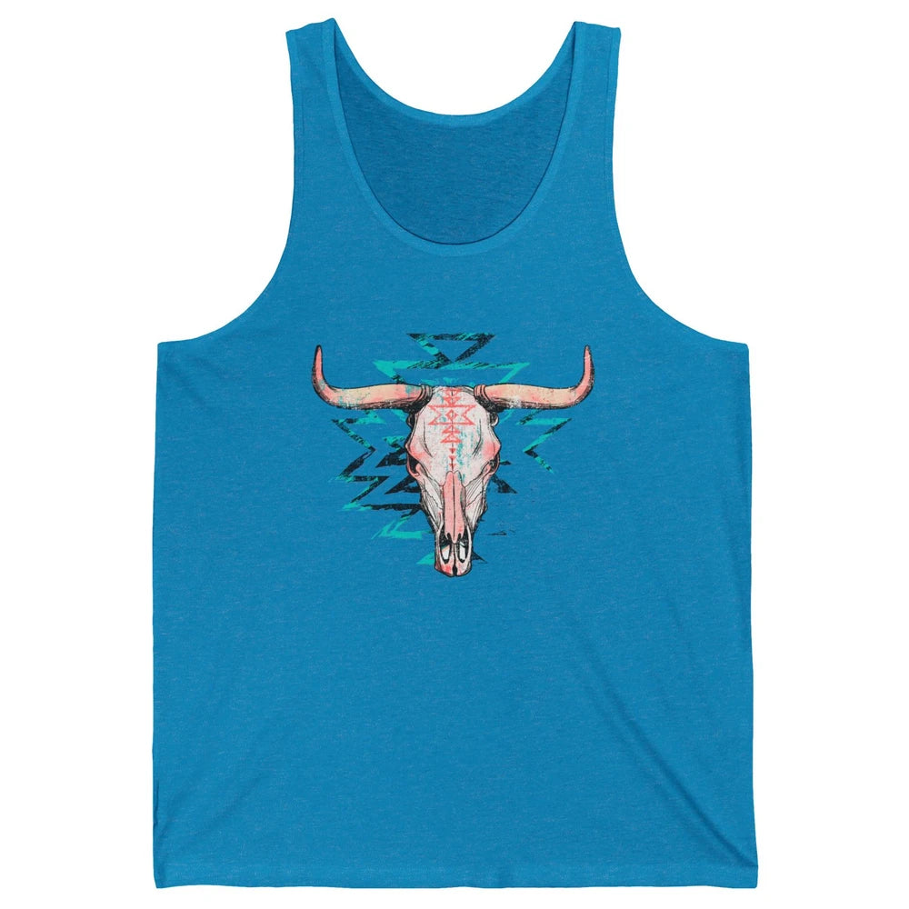 Boho Bull Skull Aztec Rodeo Desert Spirit Western Country Unisex Jersey Tank