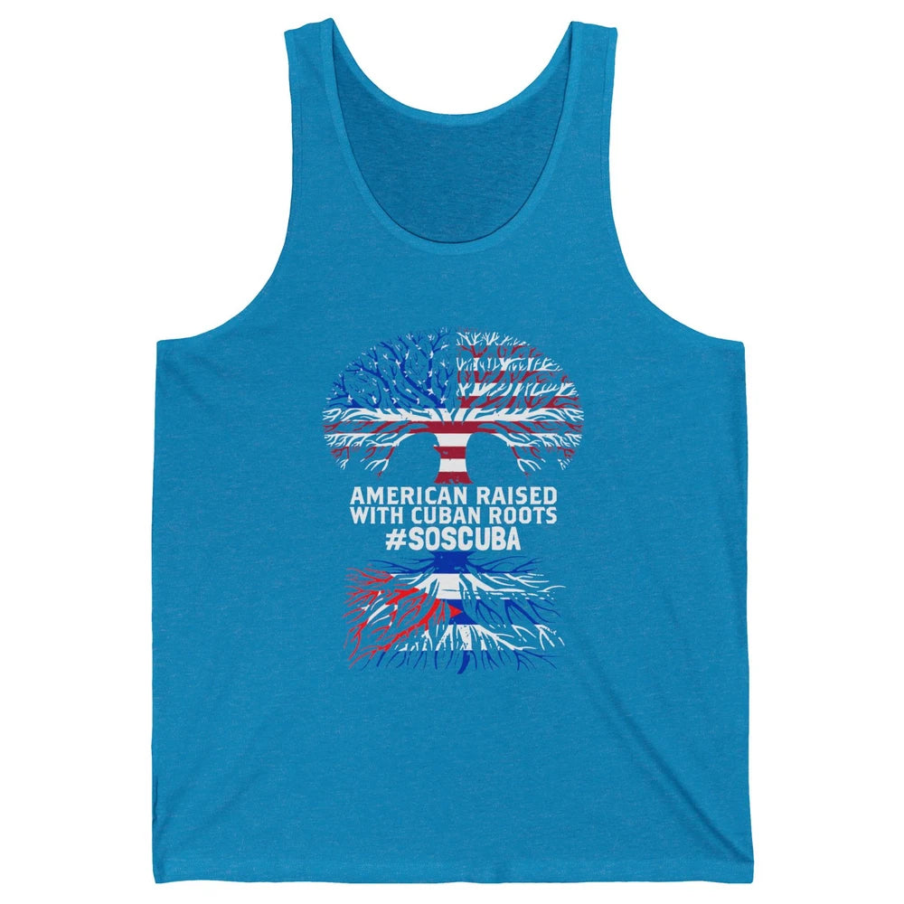 American Raised With Cuban Roots Cuban Flag Cuban Tree Unisex Jersey Tank