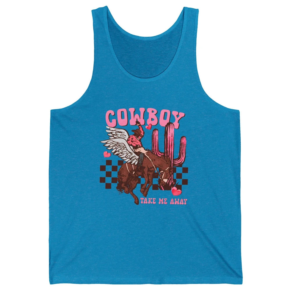 Take Me Away Valentine Cowboy Rodeo Horse Riding Western Unisex Jersey Tank