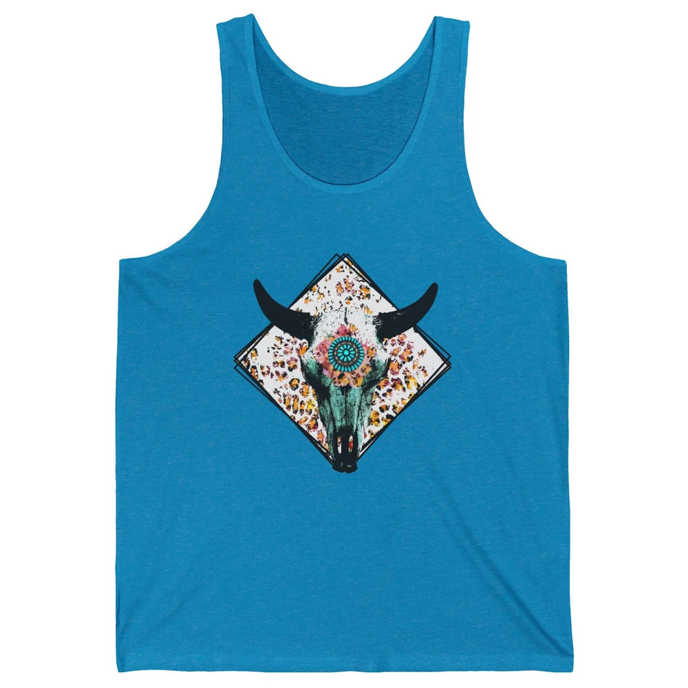 Aztec Heifer Steer Cow Skull Cowboy Gemstone Leopard Vintage Unisex Jersey Tank