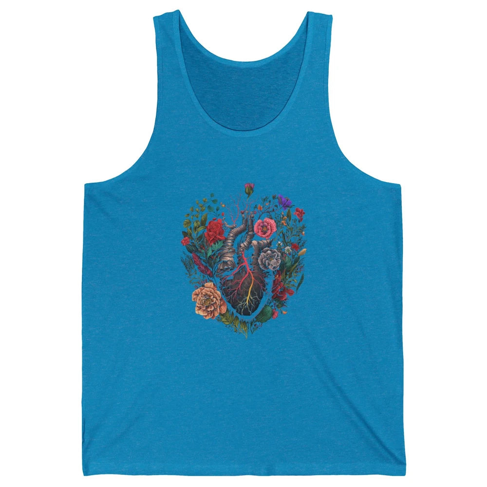 Anatomical Heart Show Your Love Anatomy Cardiologist Floral Unisex Jersey Tank