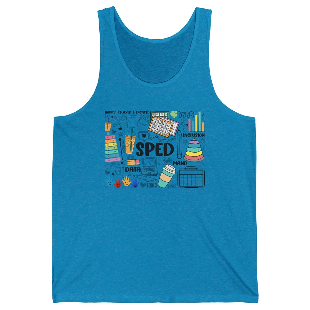 Special Education Teacher Happy Relax Encaced Inclusion Unisex Jersey Tank