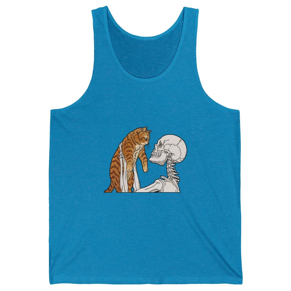 Cat And Skeleton Best Friends Of Cat Funny Orange Cat Kitten Unisex Jersey Tank