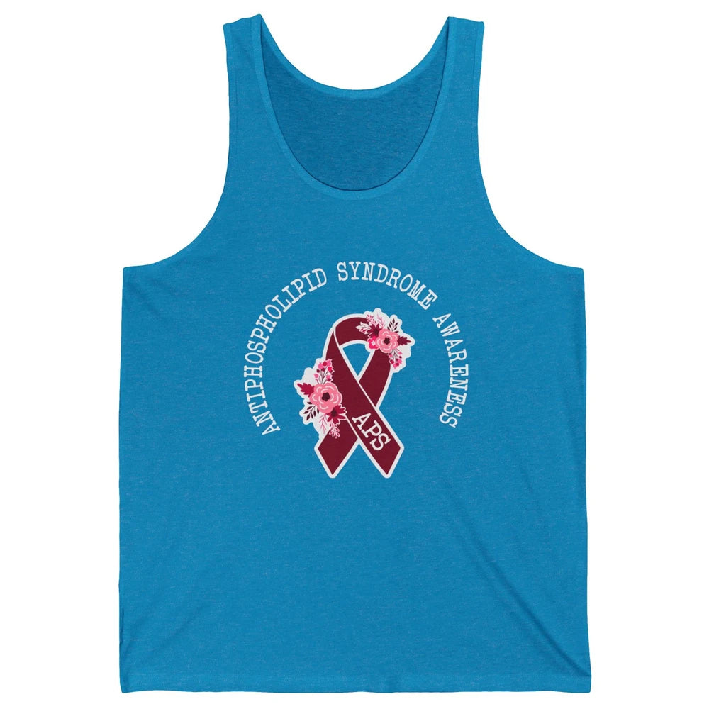 Antiphospholipid Syndrome Awareness APS Burgundy Ribbon Unisex Jersey Tank