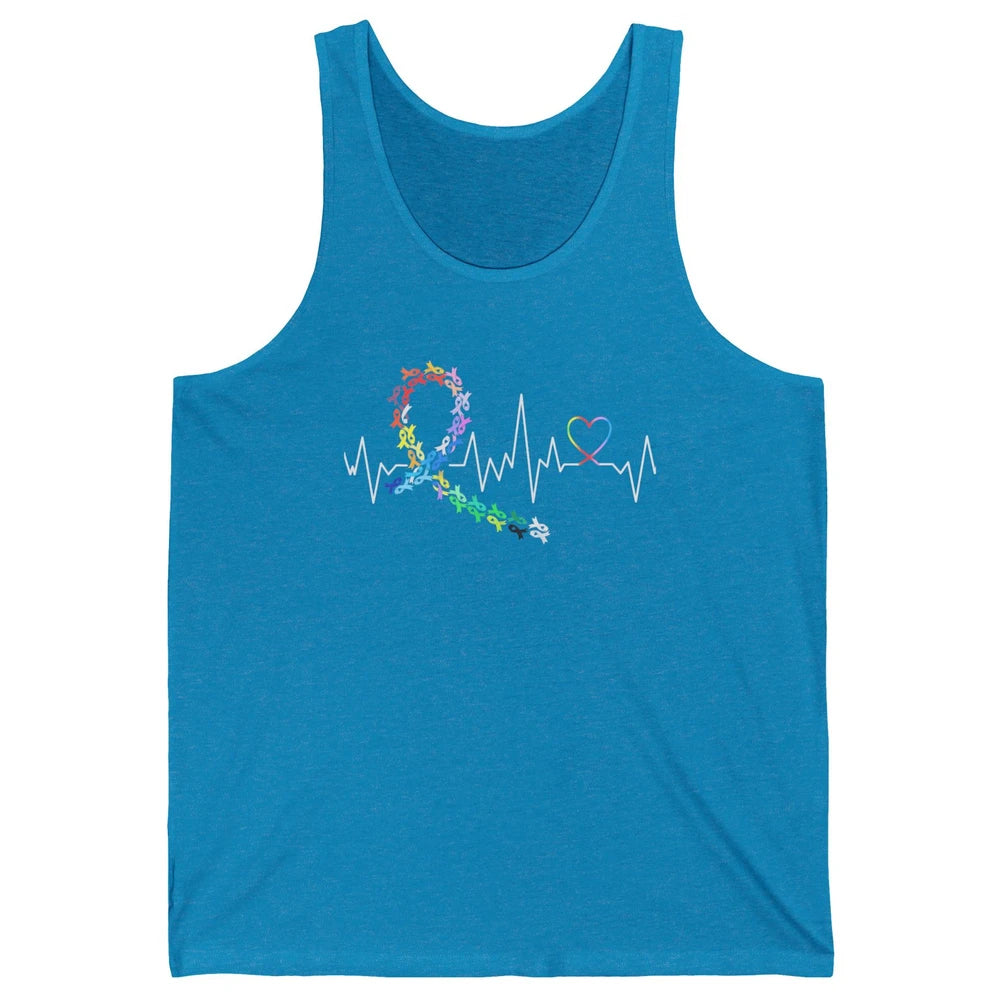 Cancer Awareness All Cancers Matter Heartbeat Unisex Jersey Tank