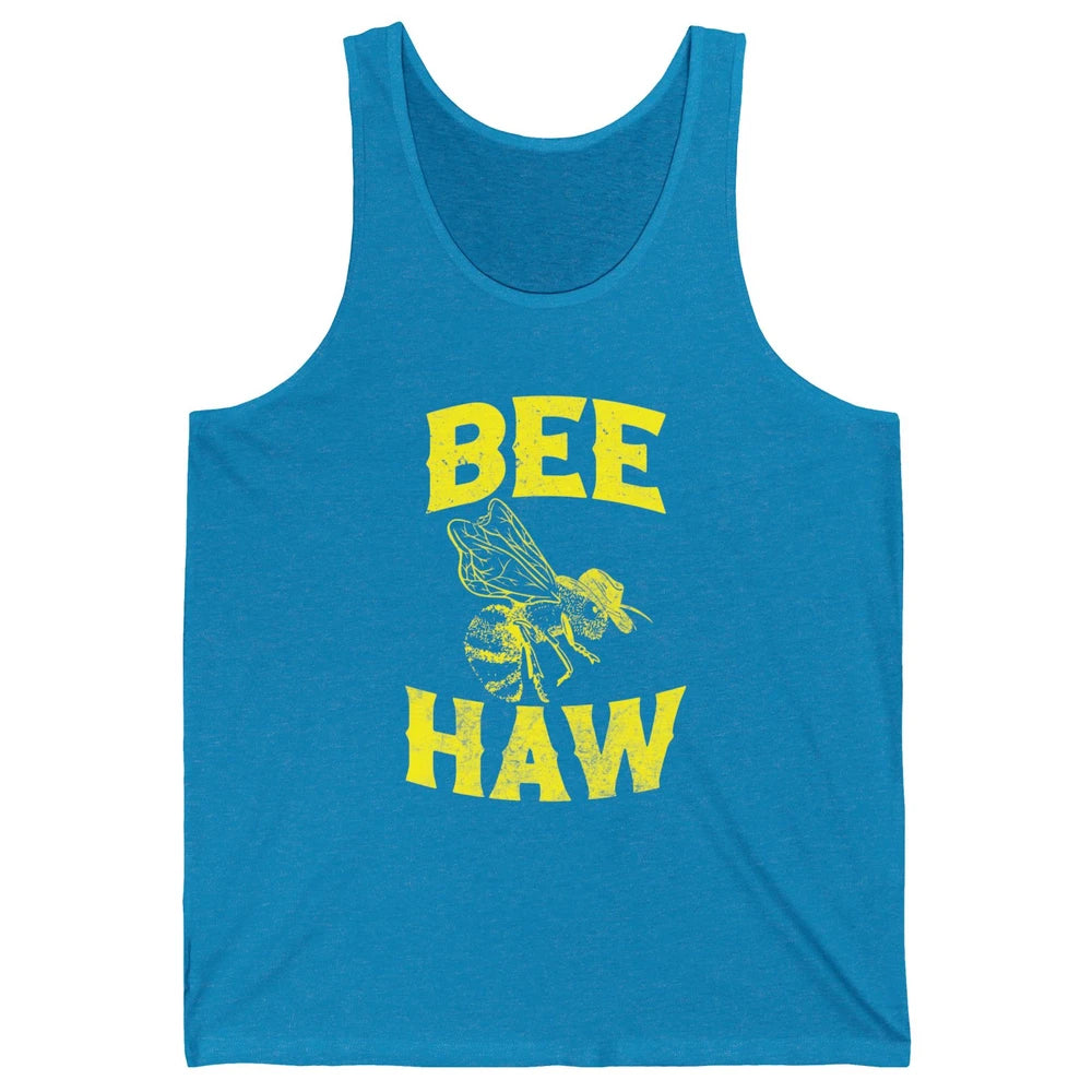 Western Country Bee Haw Retro Cowboy Hat Rodeo Howdy Vintage Unisex Jersey Tank