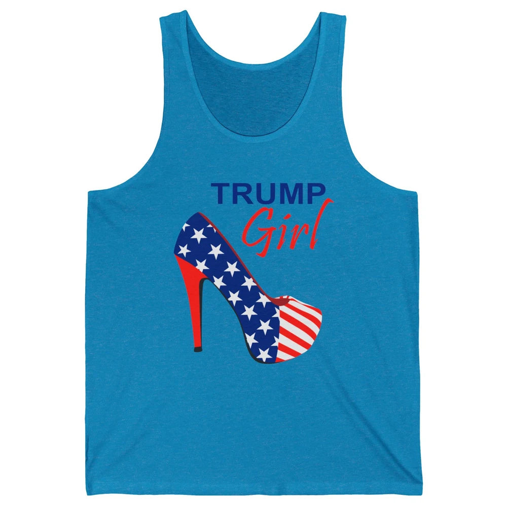 Trump Girl American Flag High Heels Republican Trump Support Unisex Jersey Tank