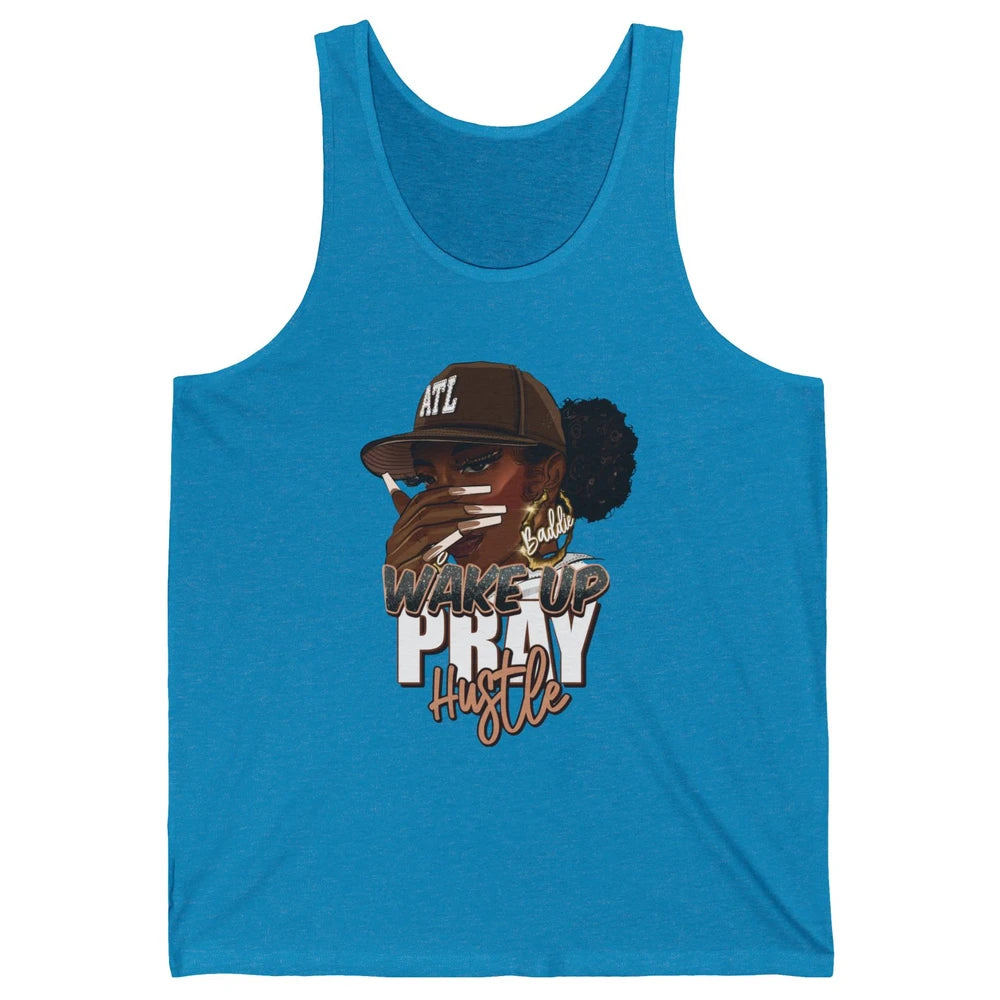 Afro Woman Wake Up Pray Hustle Inspirational Black Women Unisex Jersey Tank