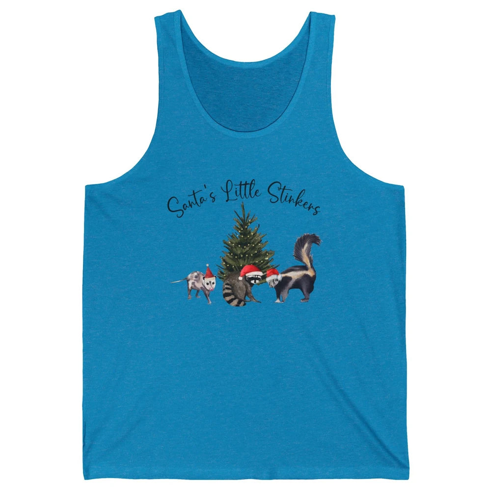 Funny Santa's Little Stinkers Christmas Raccoon Opossum Unisex Jersey Tank