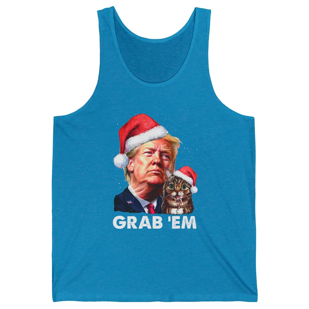 Funny Trump Cat Santa Grab' Em Trump Lovers Christmas Unisex Jersey Tank