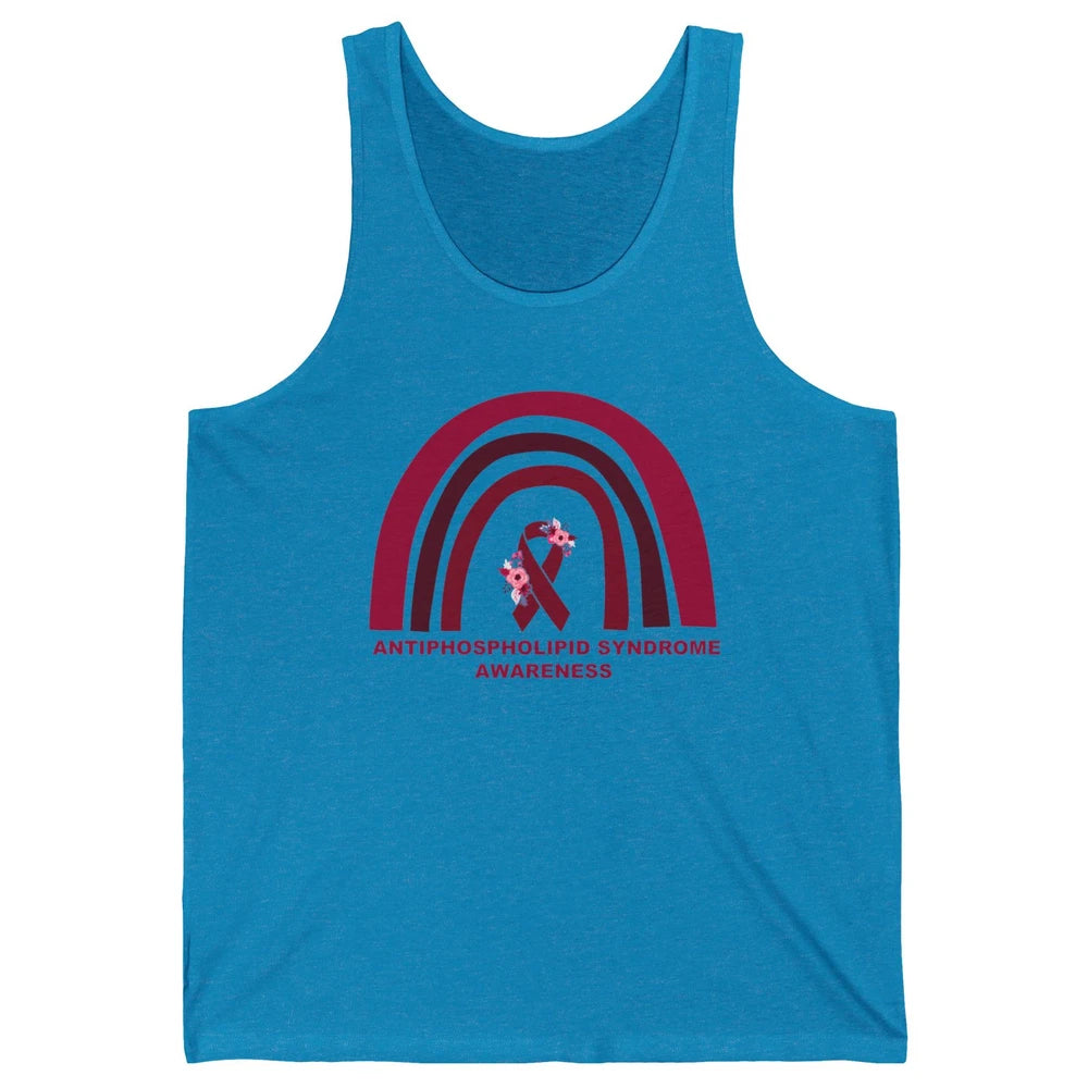 Antiphospholipid Syndrome Awareness APS Burgundy Rainbow Unisex Jersey Tank