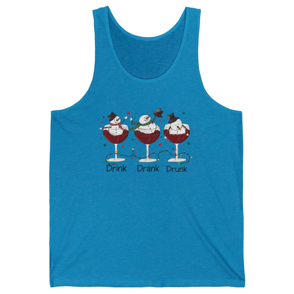 Funny Snowman Wine Christmas Drink Drank Drunk Christmas Unisex Jersey Tank