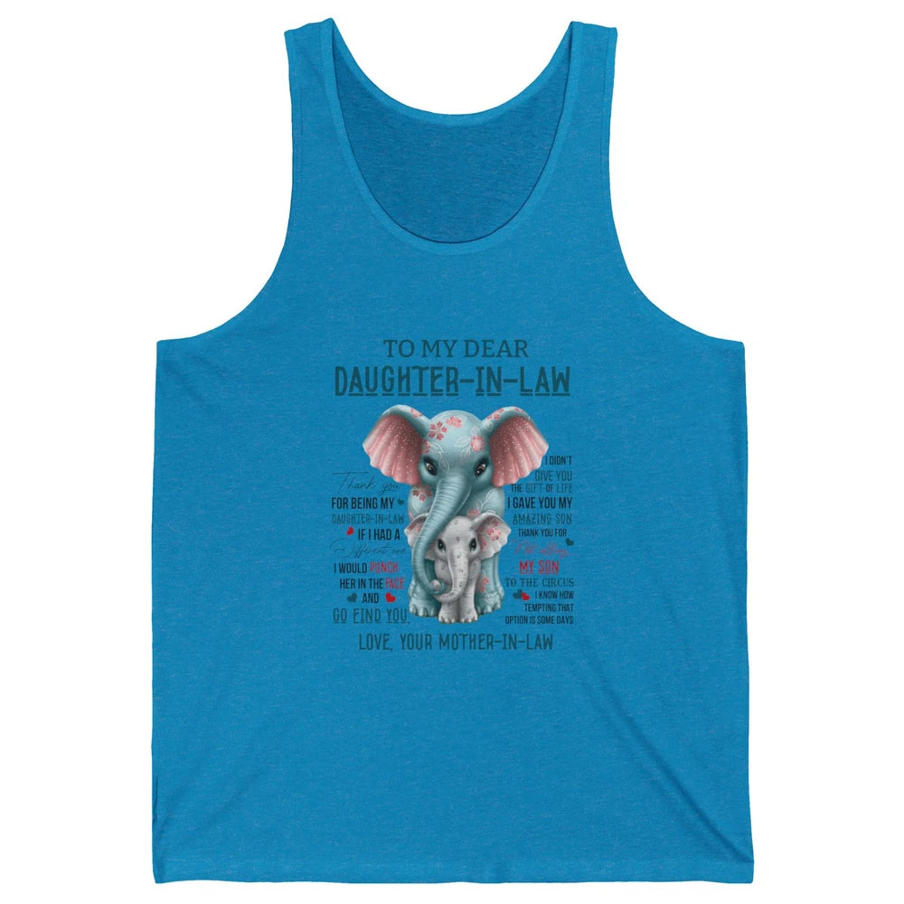 To My Dear Daughter In Law Love Mother In Law Cute Elephant Unisex Jersey Tank