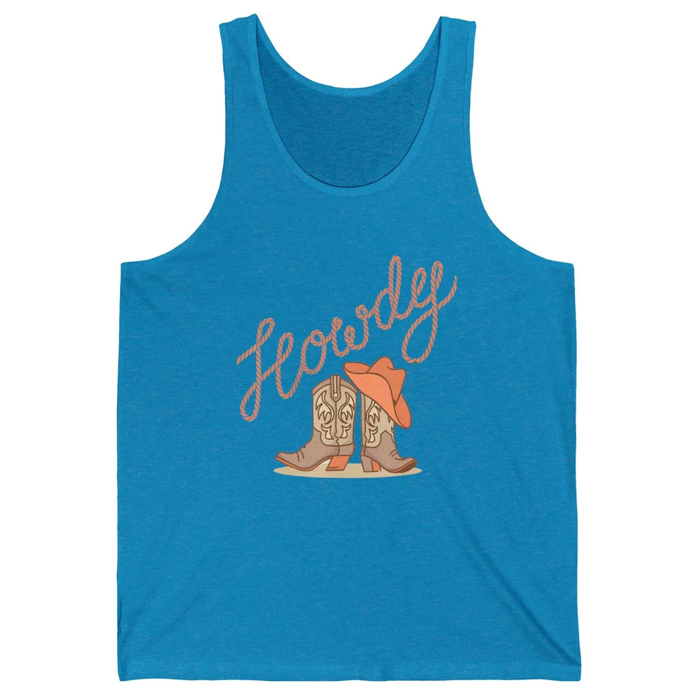 Vintage Cowboy Boots Howdy Rodeo Cowgirl Western Country Unisex Jersey Tank