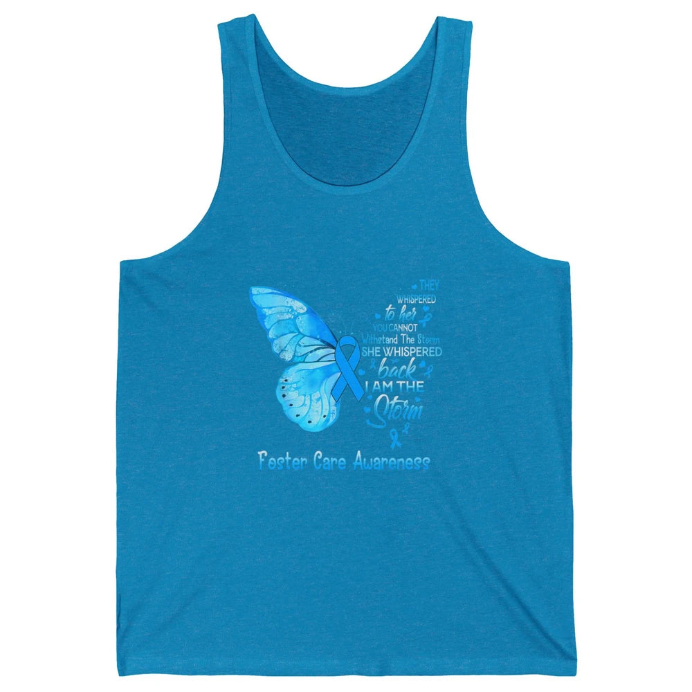 Butterfly Storm Warrior Foster Care Awareness Blue Ribbon Unisex Jersey Tank