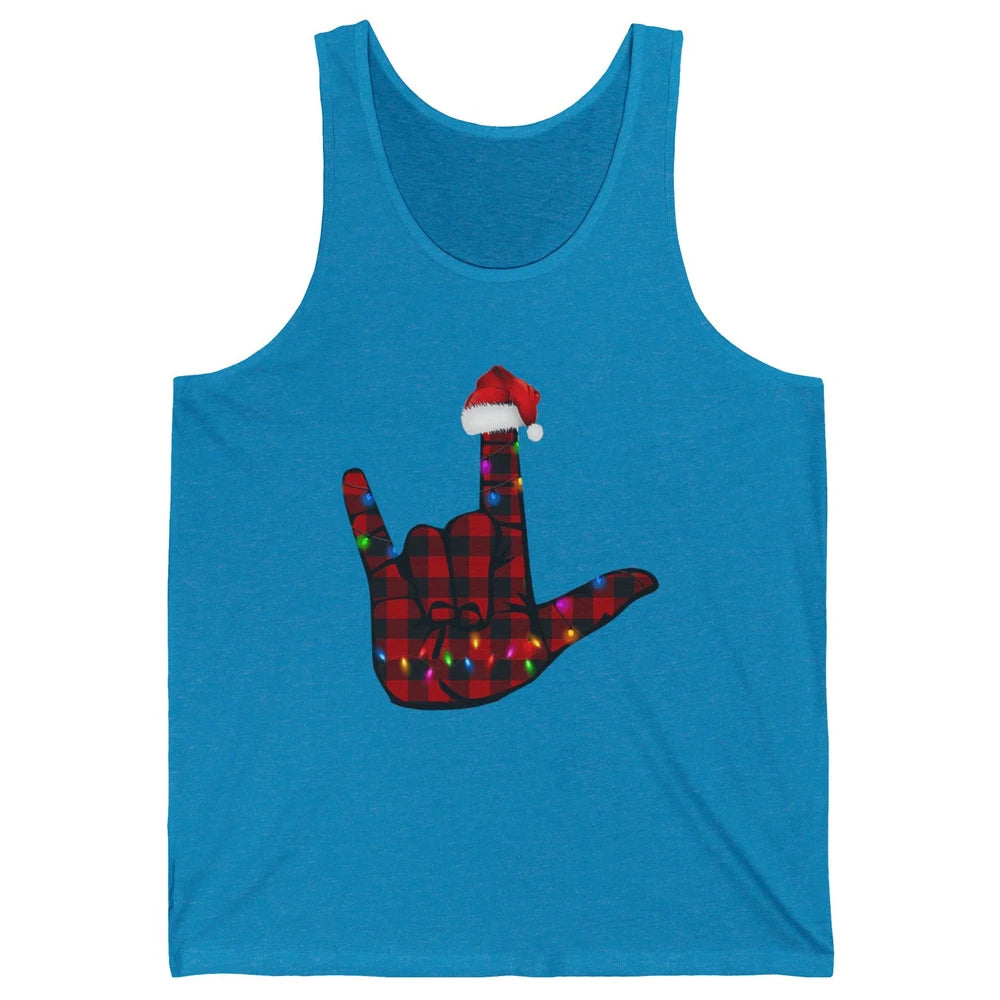 Merry Christmas Hand Sign Language Deaf Xmas Santa Hat ASL Unisex Jersey Tank