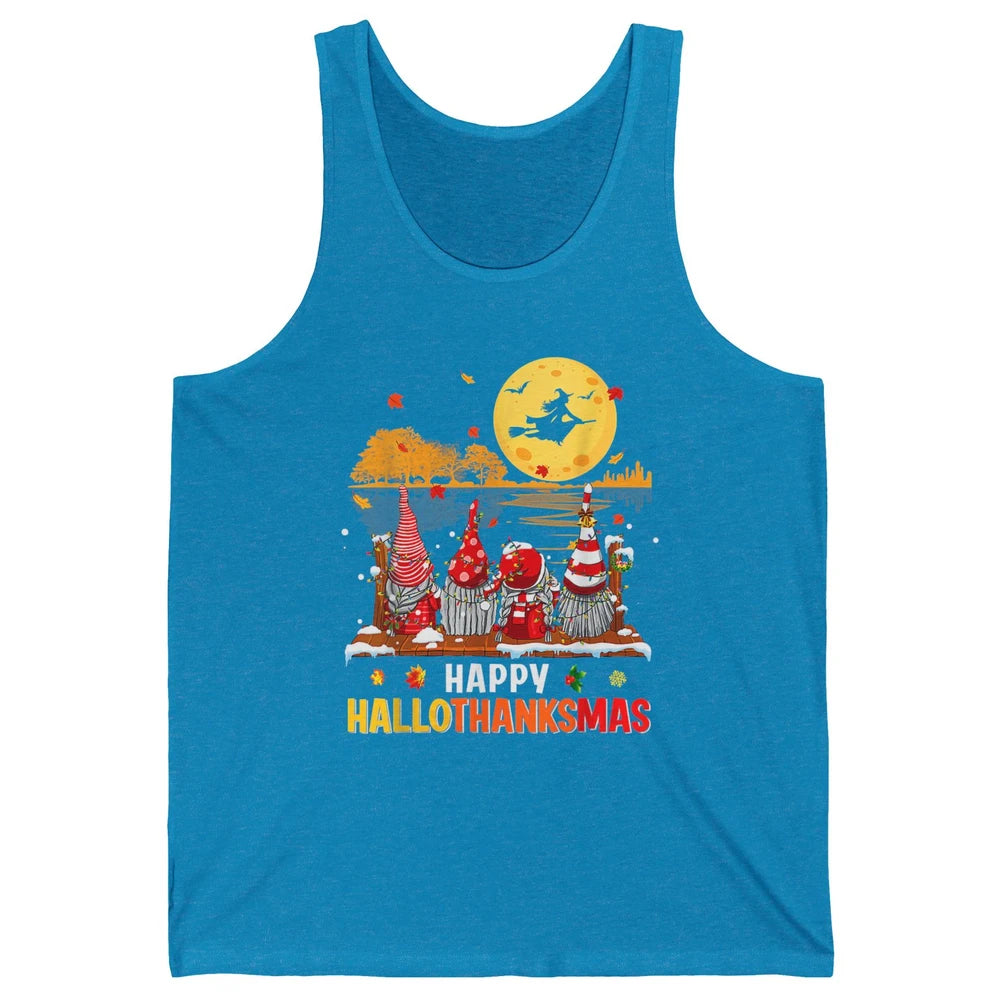 Merry Christmas Gnomes Happy Halloween Witch Xmas Lights Unisex Jersey Tank