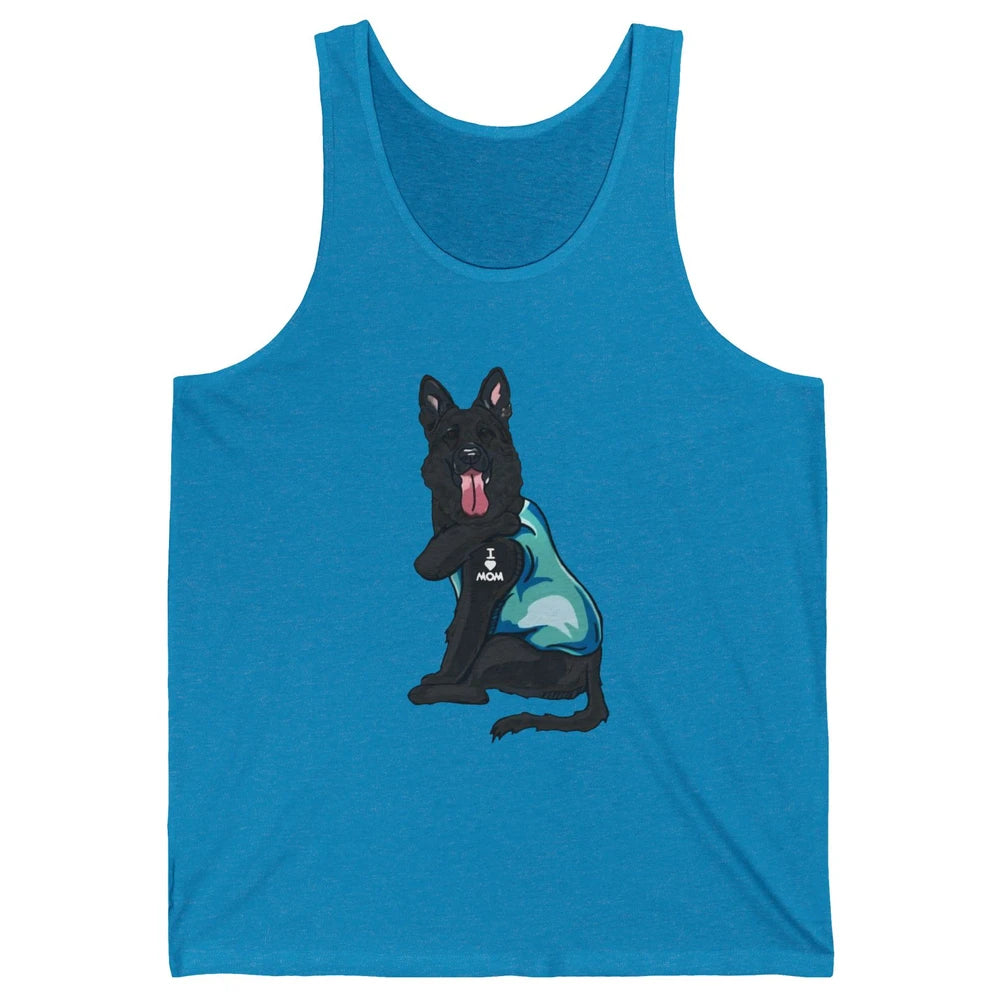 Black German Shepherd I Heart Mom Dog Mom Mother's Day Gift Unisex Jersey Tank