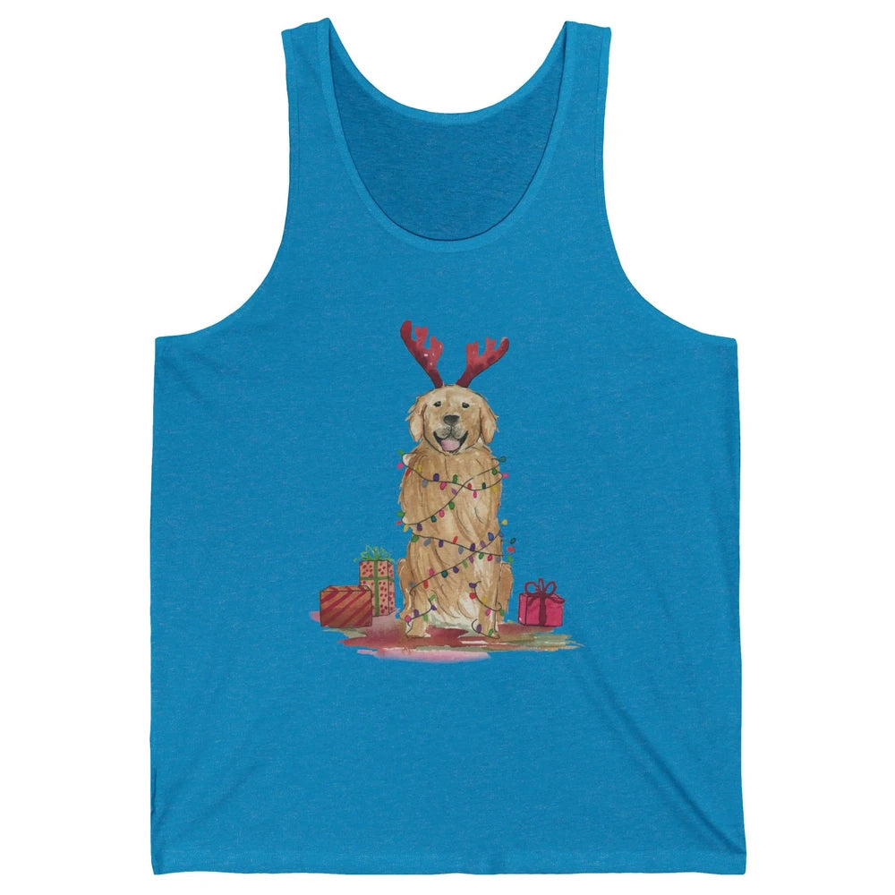 Santa Golden Retriever Reindeer Snowflake Christmas Costume Unisex Jersey Tank