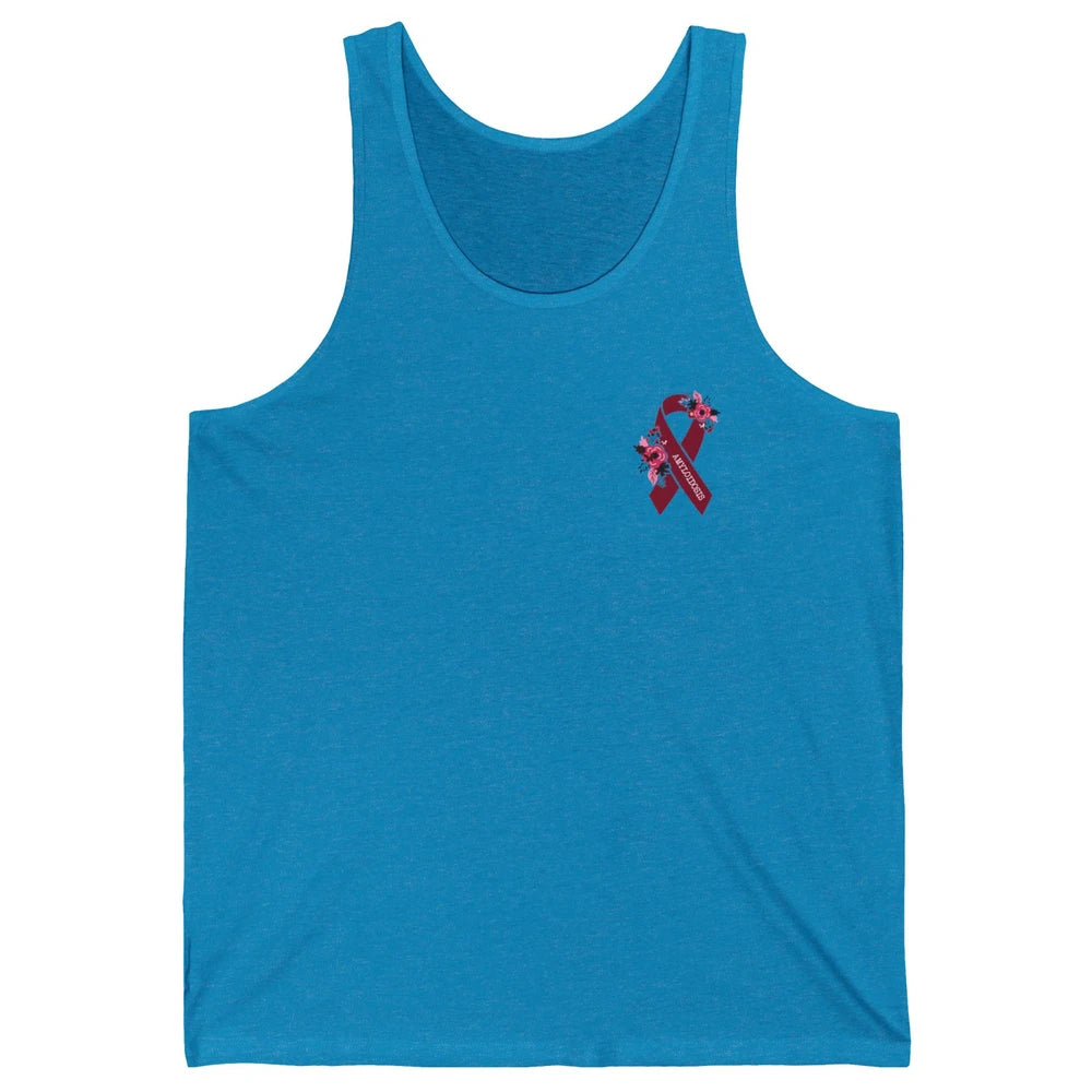 Amyloidosis Awareness Floral Burgundy Ribbon Rainbow Unisex Jersey Tank