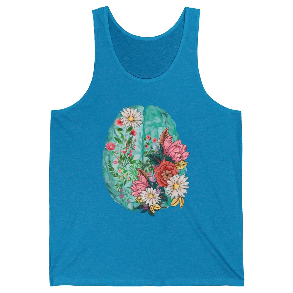 Wildflower Brain End The Stigma Floral Mental Health Matters Unisex Jersey Tank