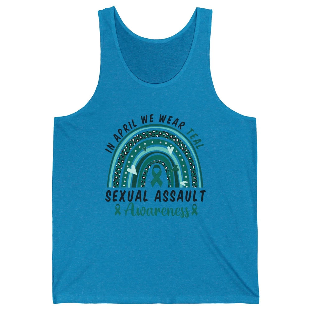 Sexual Assault Awareness Teal Ribbon Rainbow Awareness Gift Unisex Jersey Tank