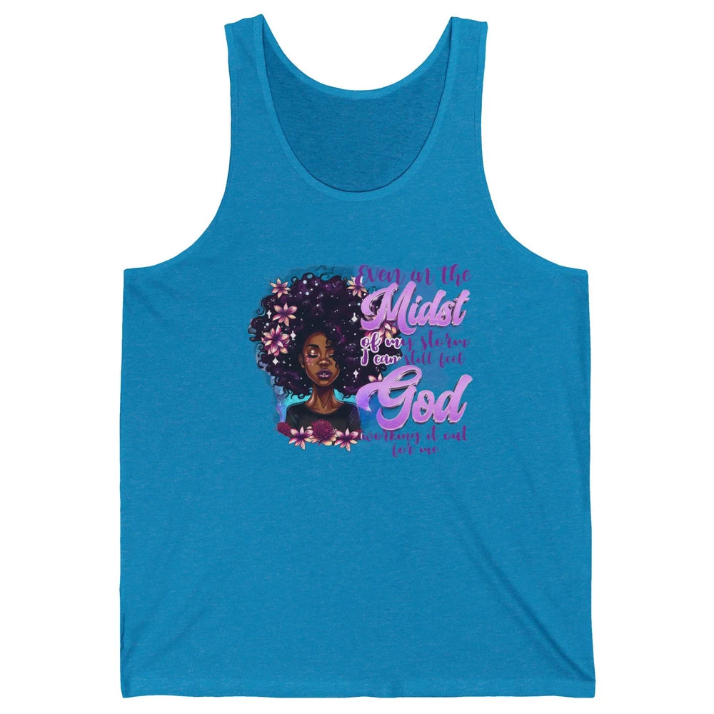 Black Girl In The Midst Of Storm I See God Christian Belief Unisex Jersey Tank