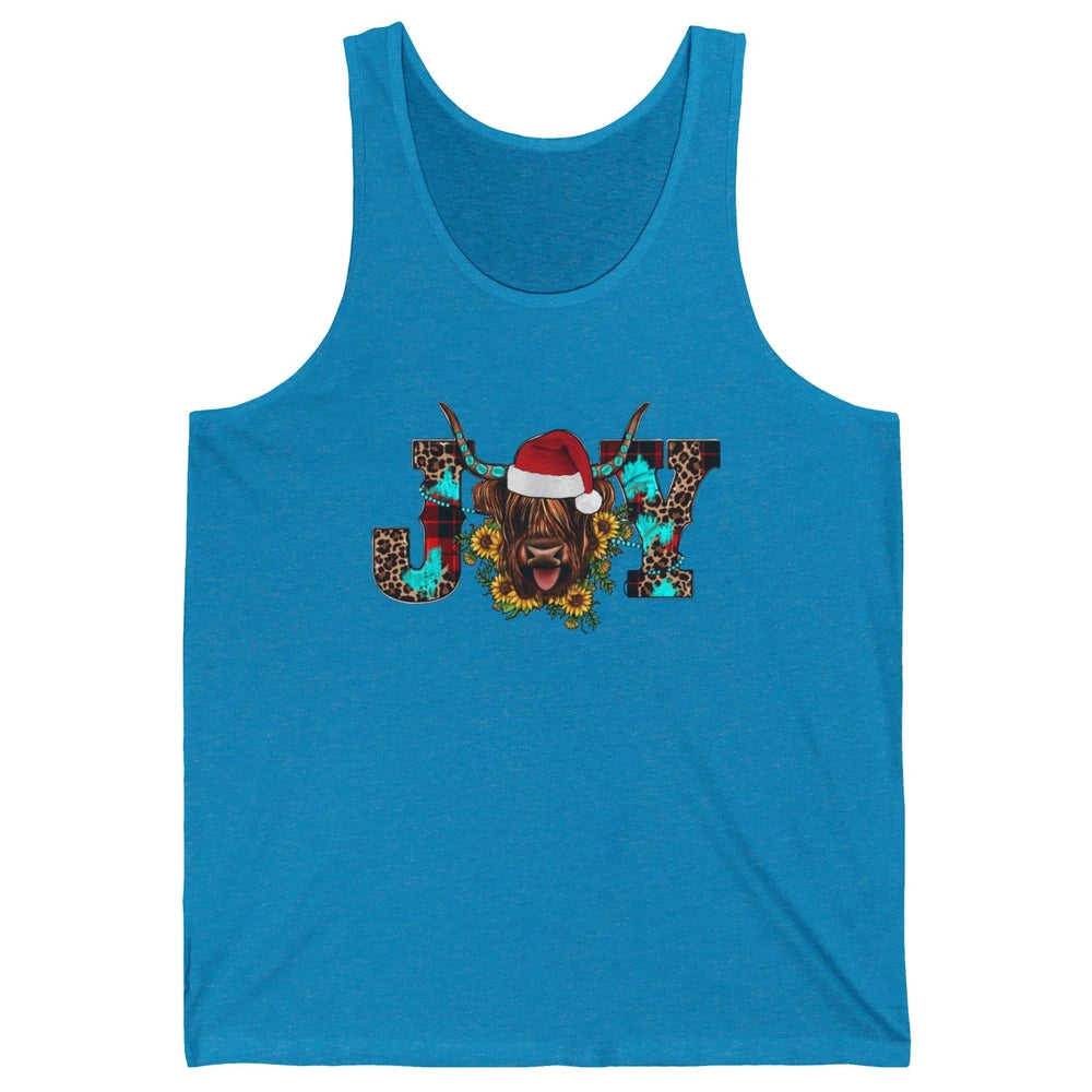 Highland Cow Christmas Joy Heifer Western Country Cowboy Unisex Jersey Tank