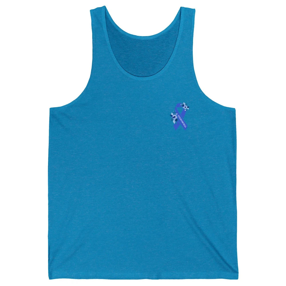 Syringomyelia Awareness Floral Blue Ribbon Rainbow Unisex Jersey Tank