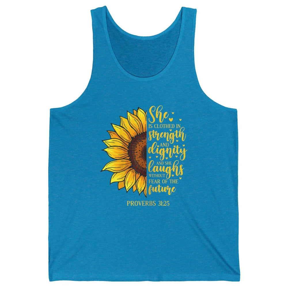 Sunflower Jesus Faith Christian God Bible Verse Religious Unisex Jersey Tank