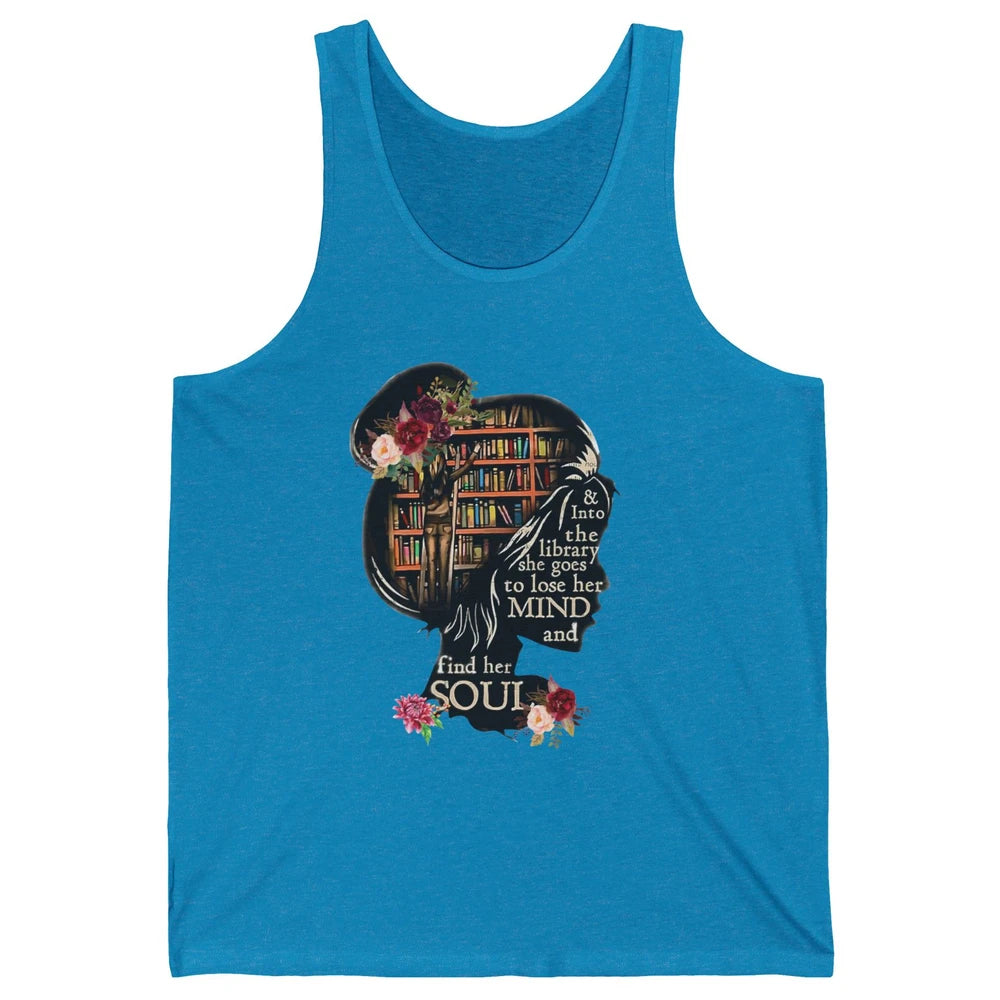 Bookish Into The Library She Goes Booknerd Reading Librarian Unisex Jersey Tank