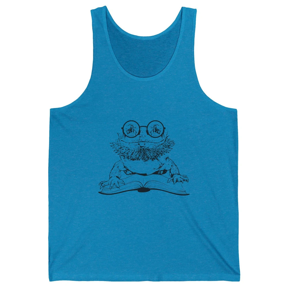 Bearded Dragon Glasses Reading Books Bookworm Funny Animal Unisex Jersey Tank