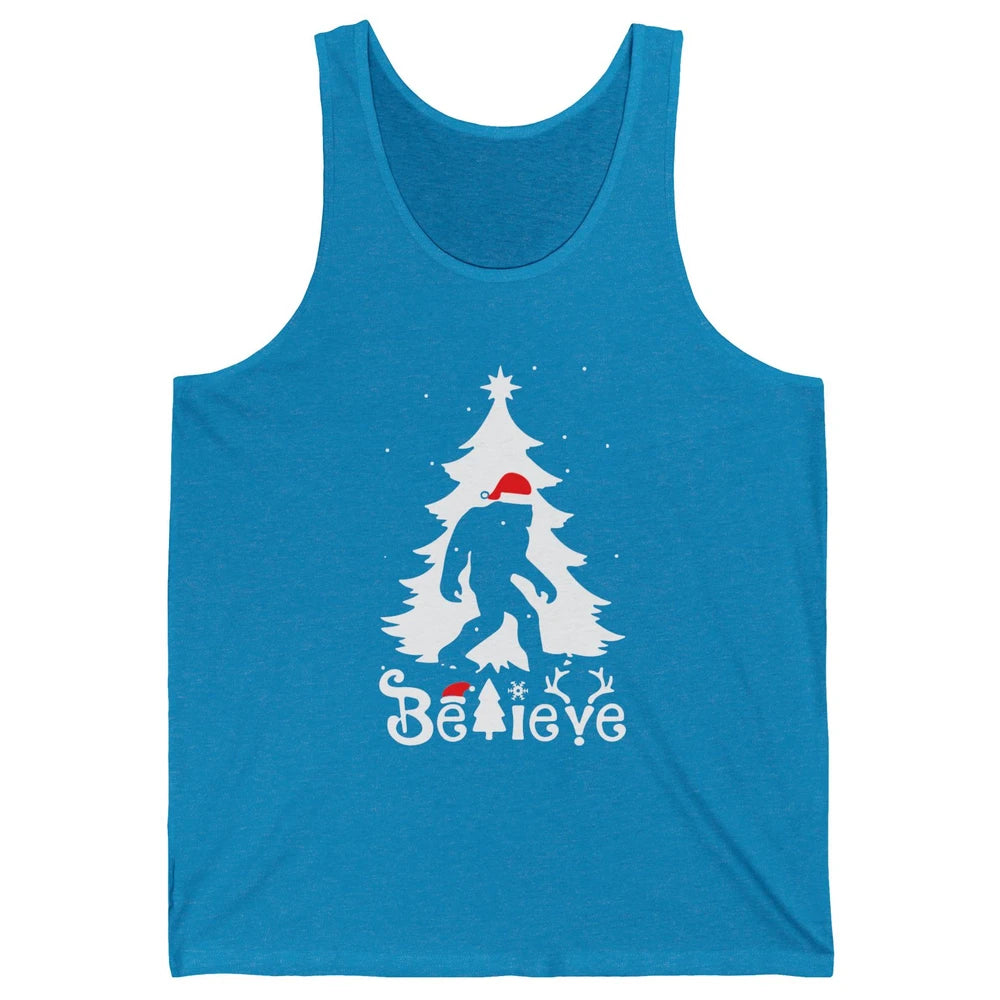 Funny Santa Bigfoot Believe Christmas Tree Sasquatch Lovers Unisex Jersey Tank