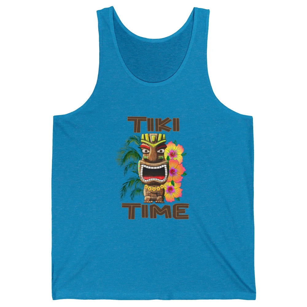 Aloha Flower Luau Tiki Time Hawaii Palm Tree Paradise Beach Unisex Jersey Tank