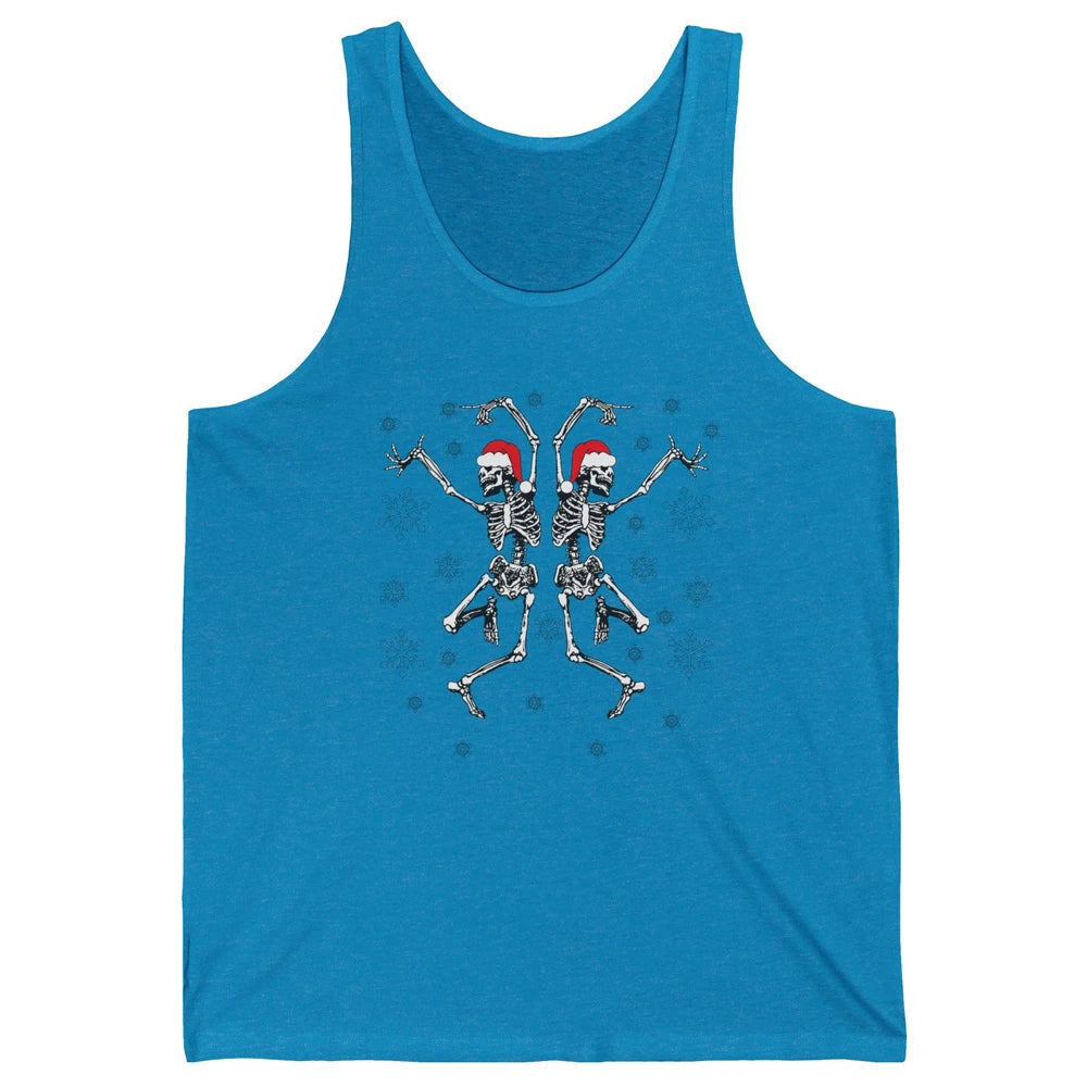 Funny Skeleton Christmas Dancing Snowflakes Santa Skeleton Unisex Jersey Tank