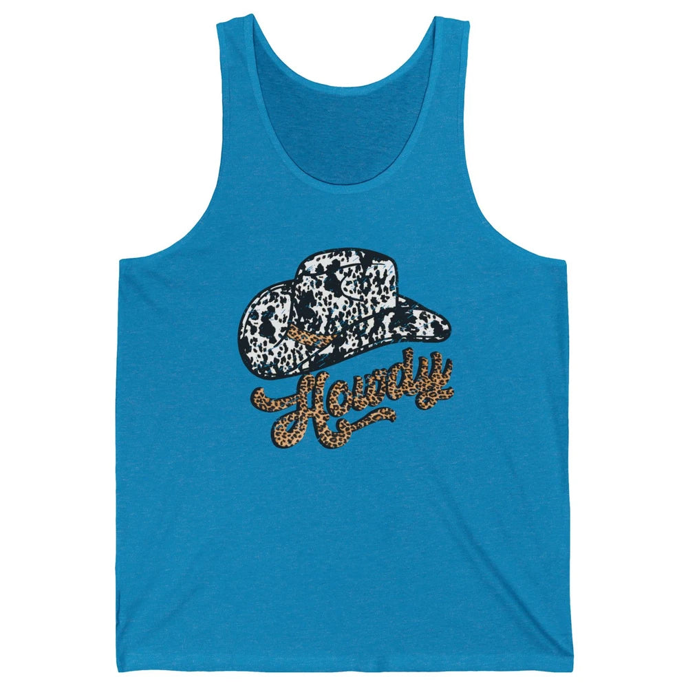 Vintage Leopard Cowboy Hat Howdy Western Country Cowgirls Unisex Jersey Tank