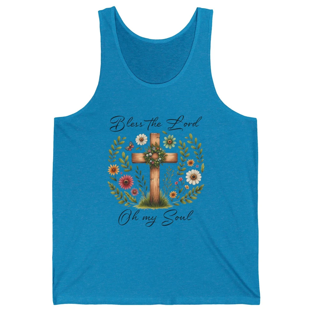 Bible Verse Bless The Lord Oh My Soul Christian Cross Retro Jesus Christ Church Unisex Jersey Tank