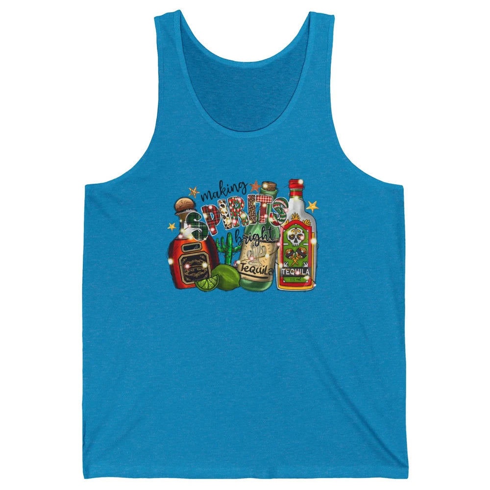 Making Spirits Bright Christmas Drinks Tequila Western Xmas Unisex Jersey Tank