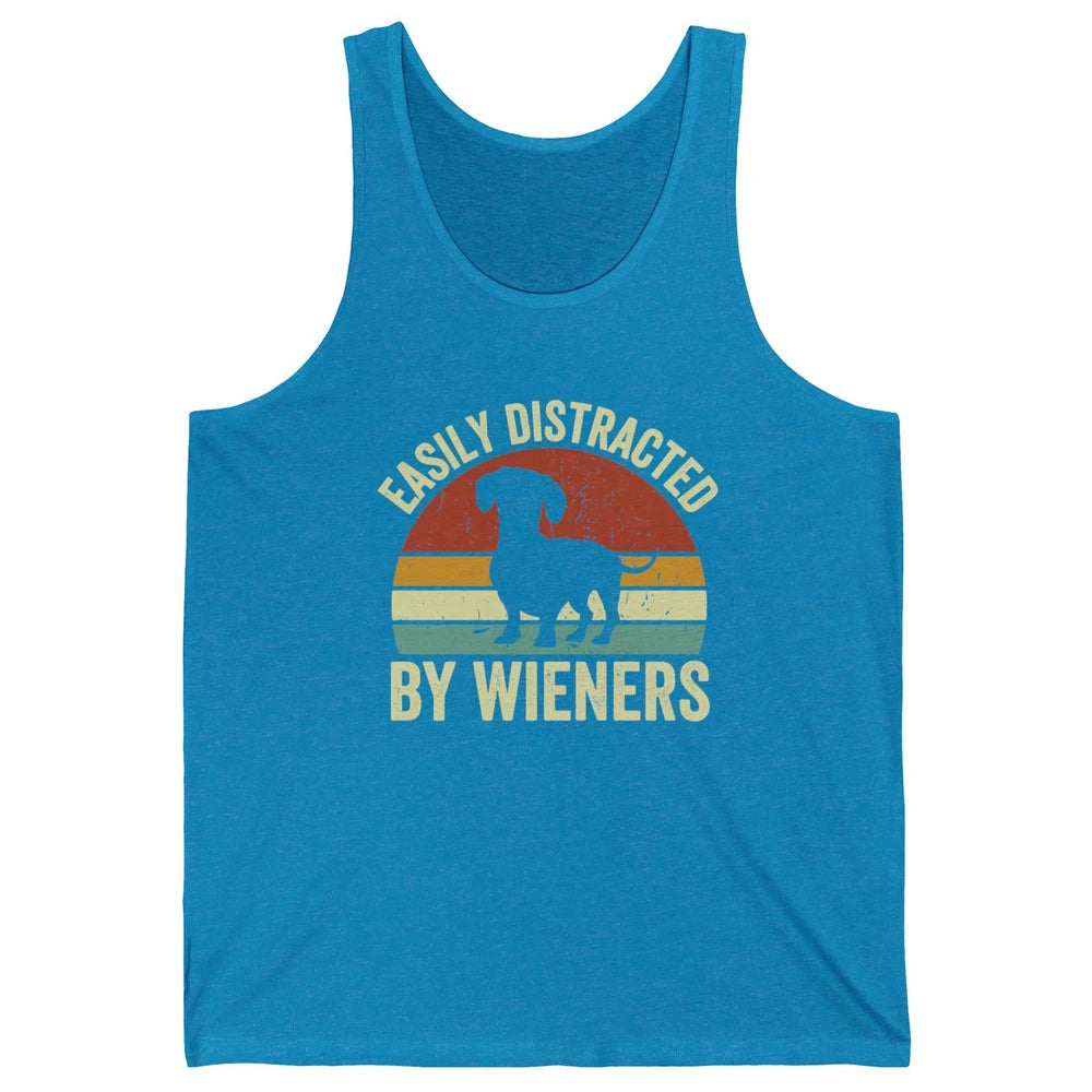 Vintage Dachshund Easily Distracted By Wieners Dog Mom Gift Unisex Jersey Tank