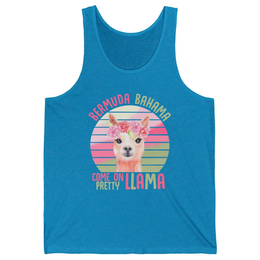 Vintage Cute Llama Bermuda Bahama Come On Pretty Llama Lover Unisex Jersey Tank