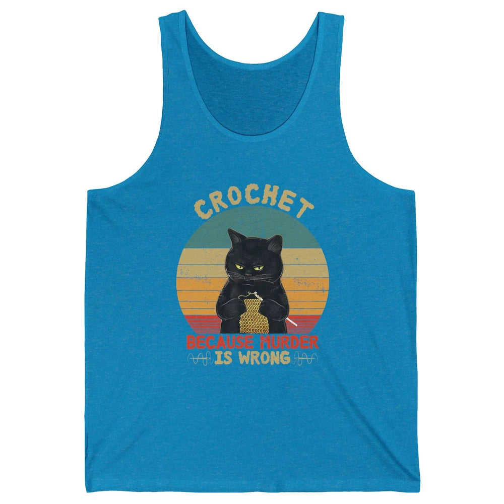 Black Cat Crochet Because Murder Is Wrong Knitting Retro Unisex Jersey Tank