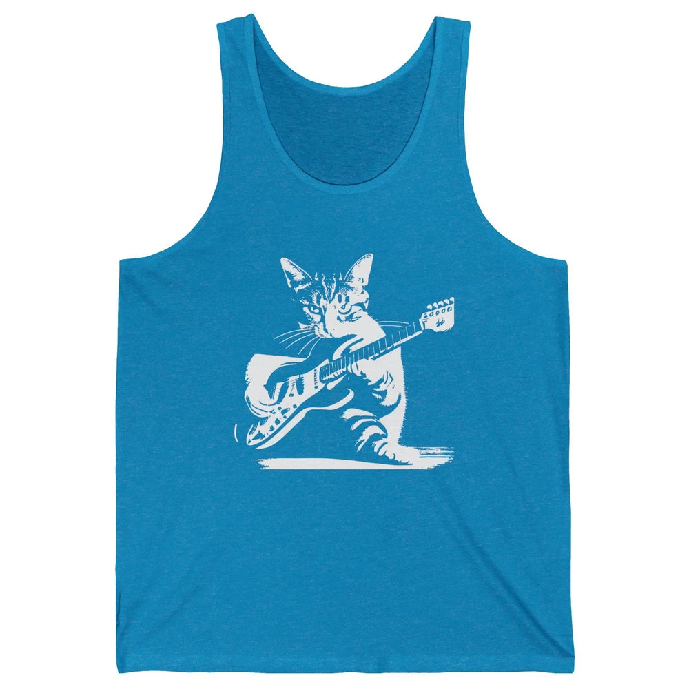 Cat Playing Guitar Funny Cat Guitar Kitty Cat Lovers Gift Unisex Jersey Tank