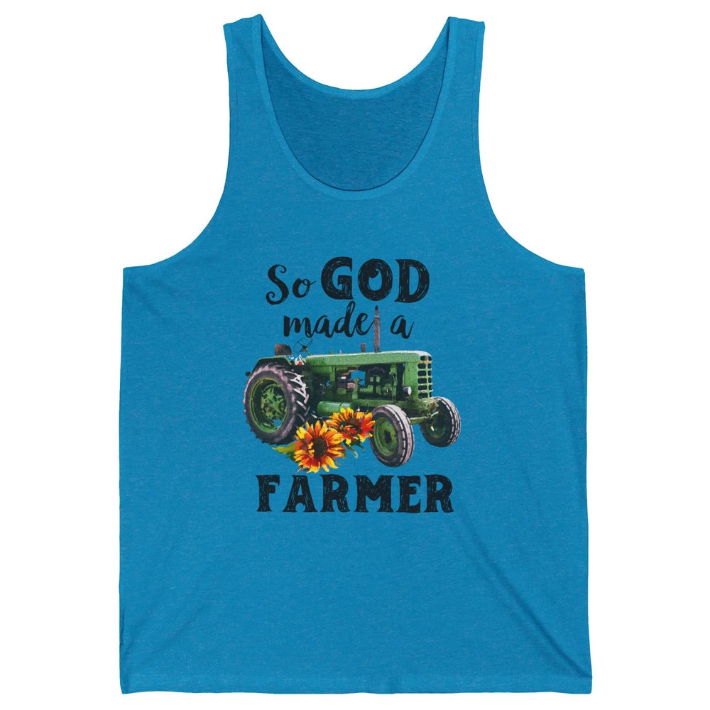 Vintage Retro Tractor God Made A Farmer Proud Farmer Farming Unisex Jersey Tank