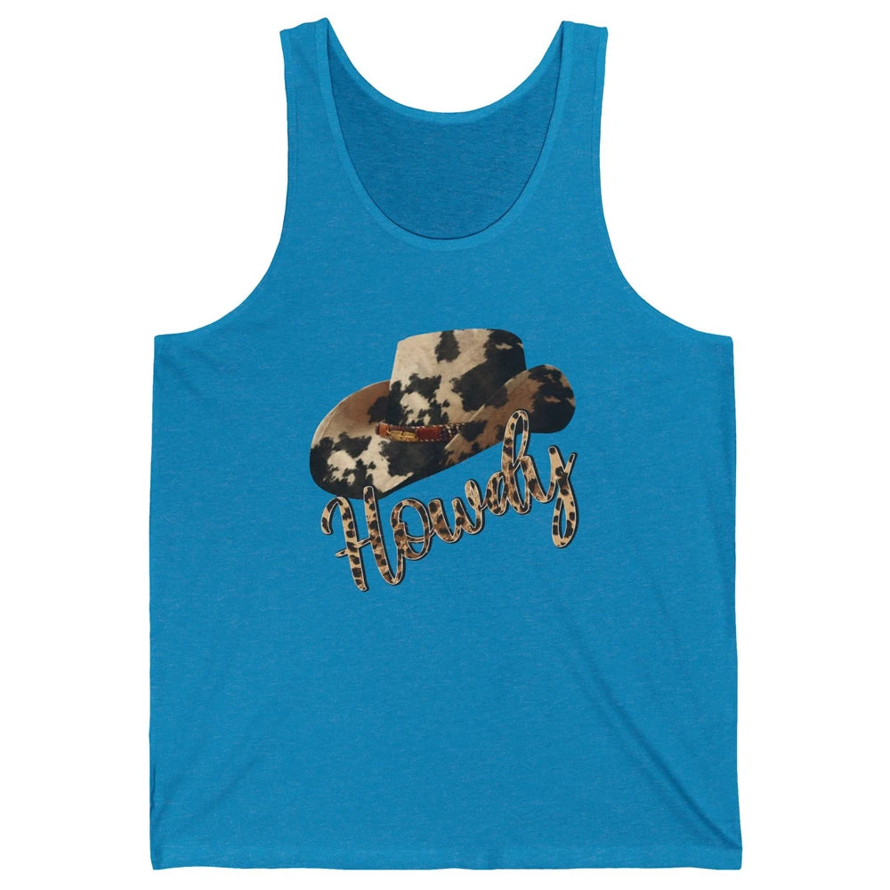 Vintage Leopard Cowboy Hat Howdy Western Country Cowgirls Unisex Jersey Tank