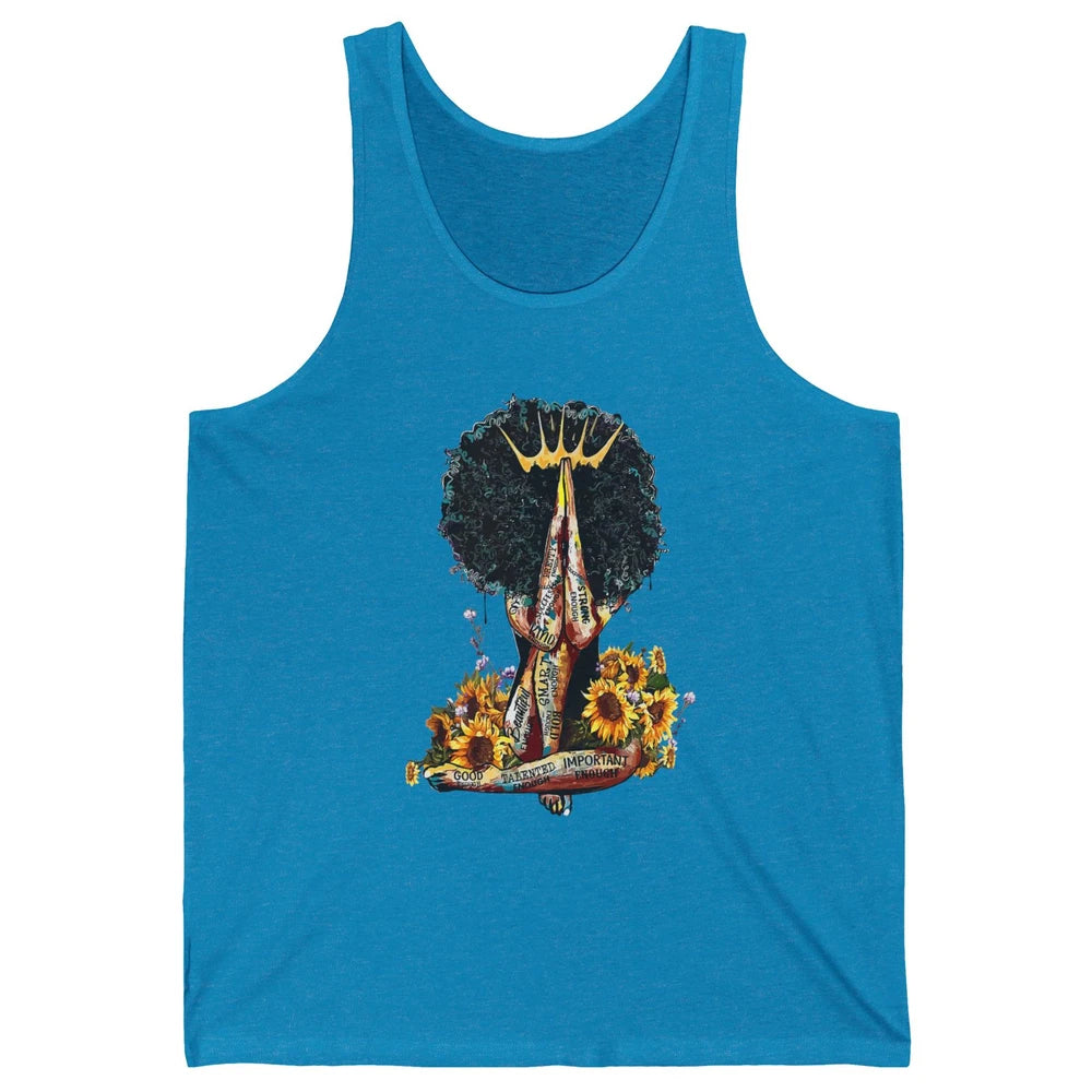 Black Woman Girl Praying African American Lady Black Pride Unisex Jersey Tank