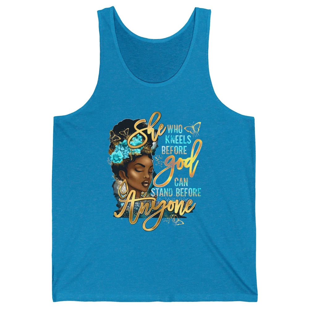 Black Girl She Who Kneels Before God Christian Afro Women Unisex Jersey Tank