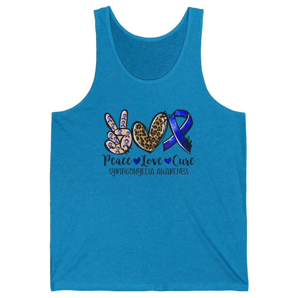 Syringomyelia Awareness Blue Ribbon Peace Love Cure Unisex Jersey Tank