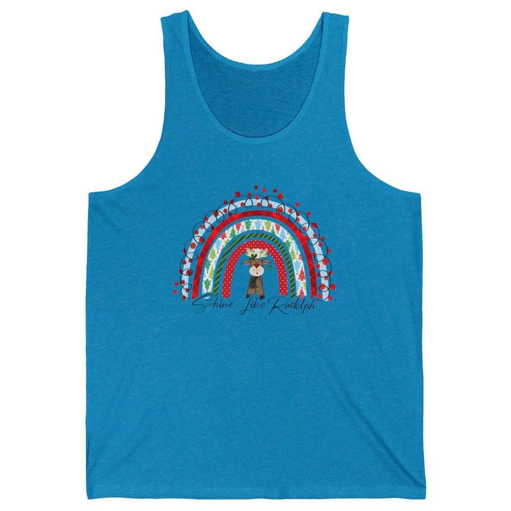 Boho Christmas Tree Rainbow Shine Like Reindeer Christmas Unisex Jersey Tank