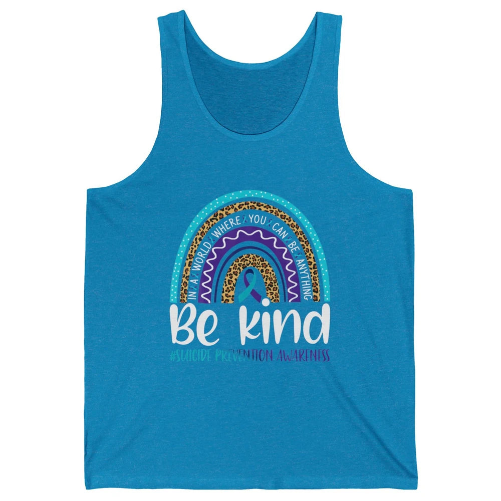 Be Kind Leopard Rainbow Suicide Prevention Awareness Month Unisex Jersey Tank